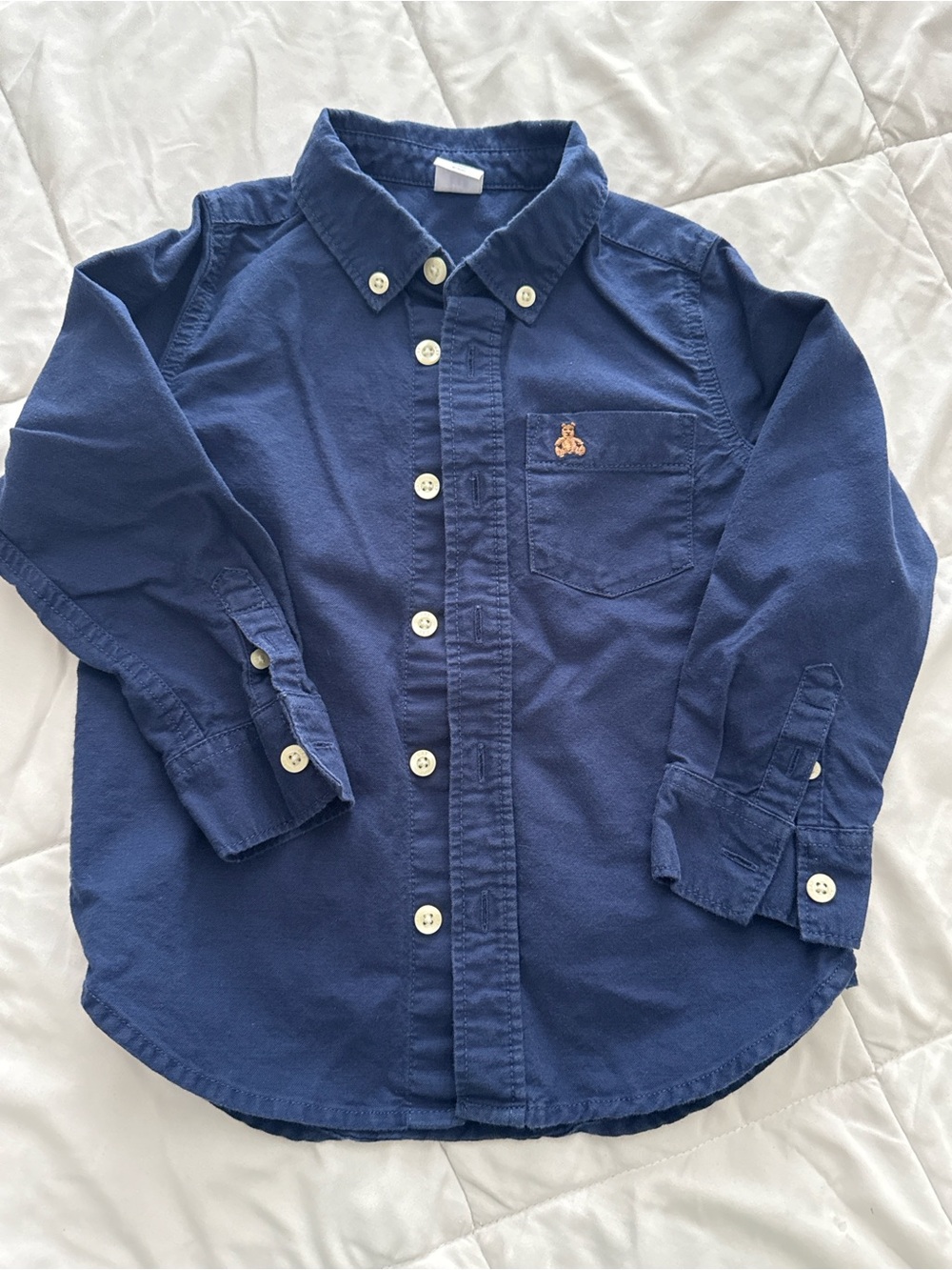 GAP Navy Button-Down Shirt with Pocket Embroidery